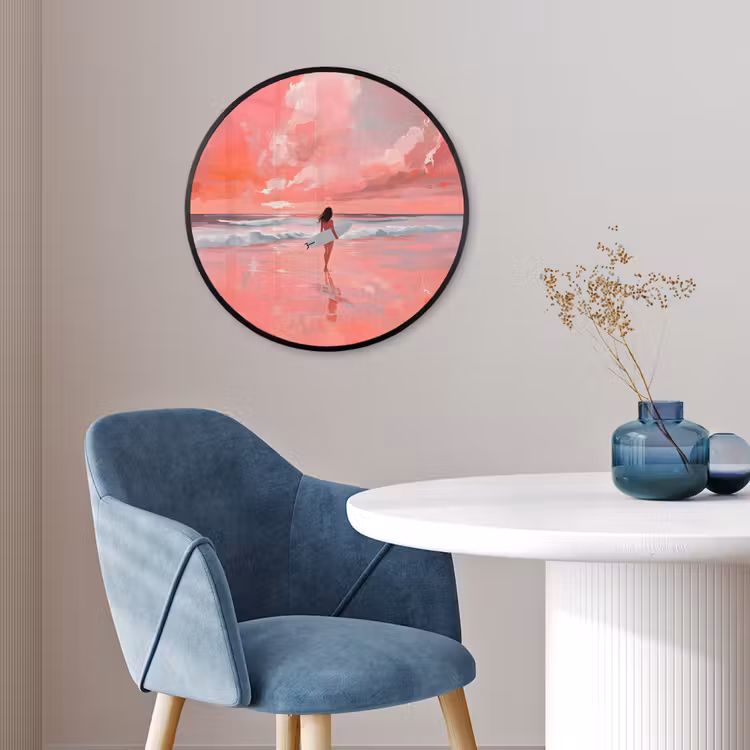 Roze - Surfen - Zee Fotolijst rond zonder passe partout klein -sfeer2