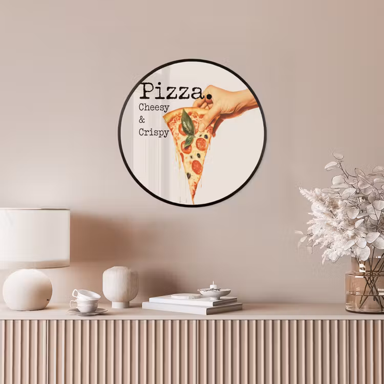 Pizza - Kaas - Pepperoni Fotolijst rond zonder passe partout klein -sfeer3