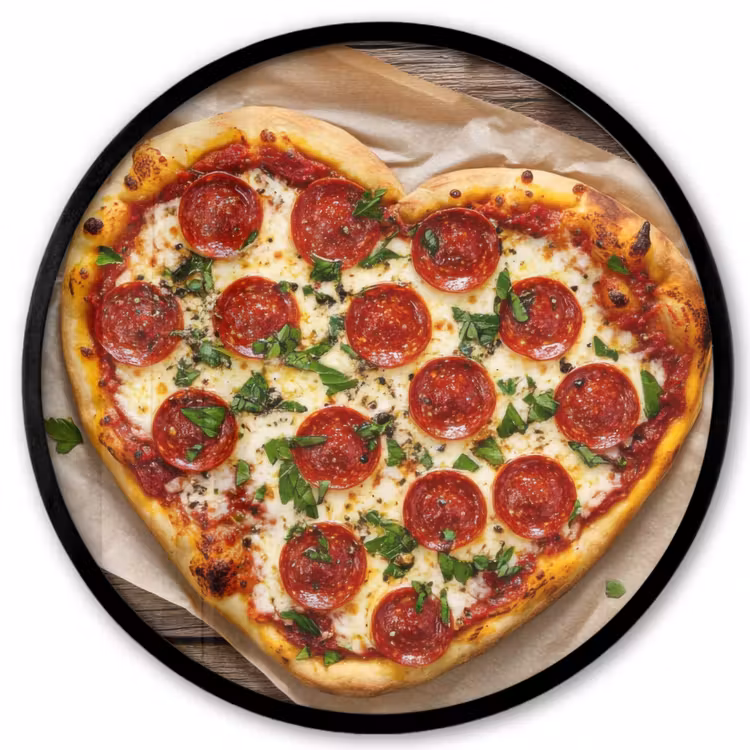 Pizza - Hart - Pepperoni - Tomaat Fotolijst rond zonder passe partout klein -3d