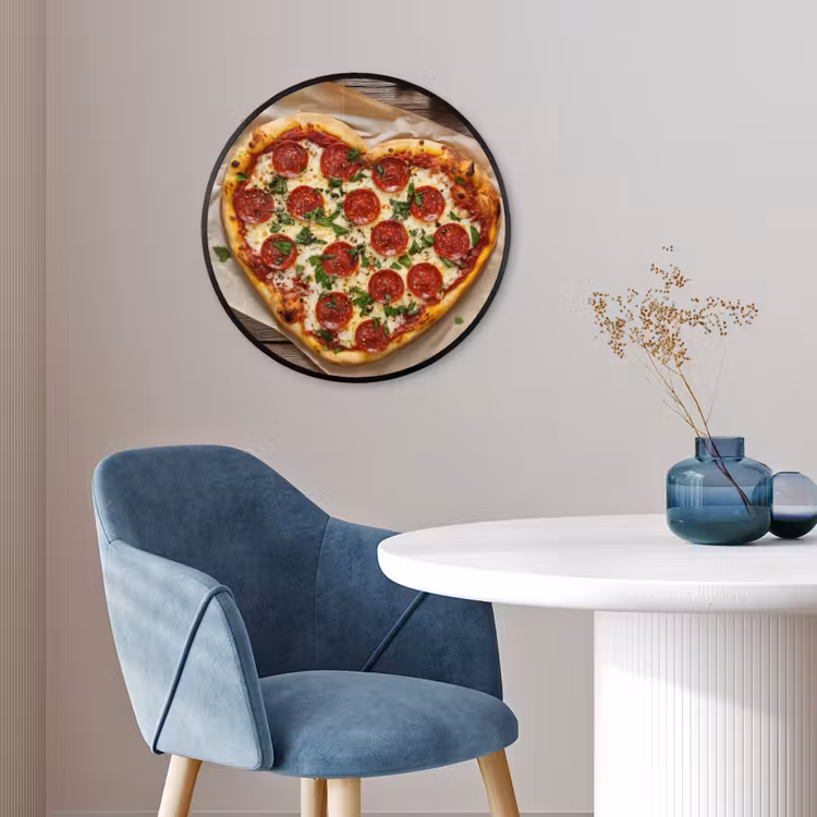 Pizza - Hart - Pepperoni - Tomaat Fotolijst rond zonder passe partout klein -sfeer2
