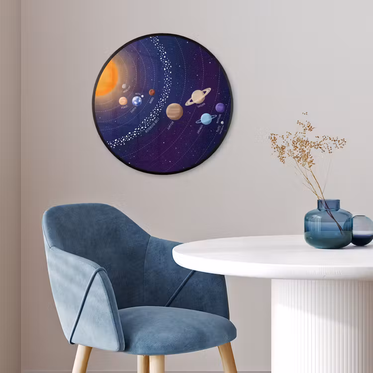 Planetenstelsel - Ruimte - Illustratie Fotolijst rond zonder passe partout klein -sfeer2