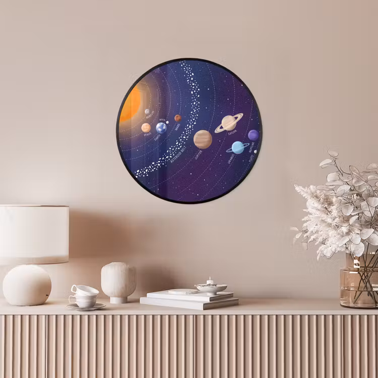 Planetenstelsel - Ruimte - Illustratie Fotolijst rond zonder passe partout klein -sfeer3