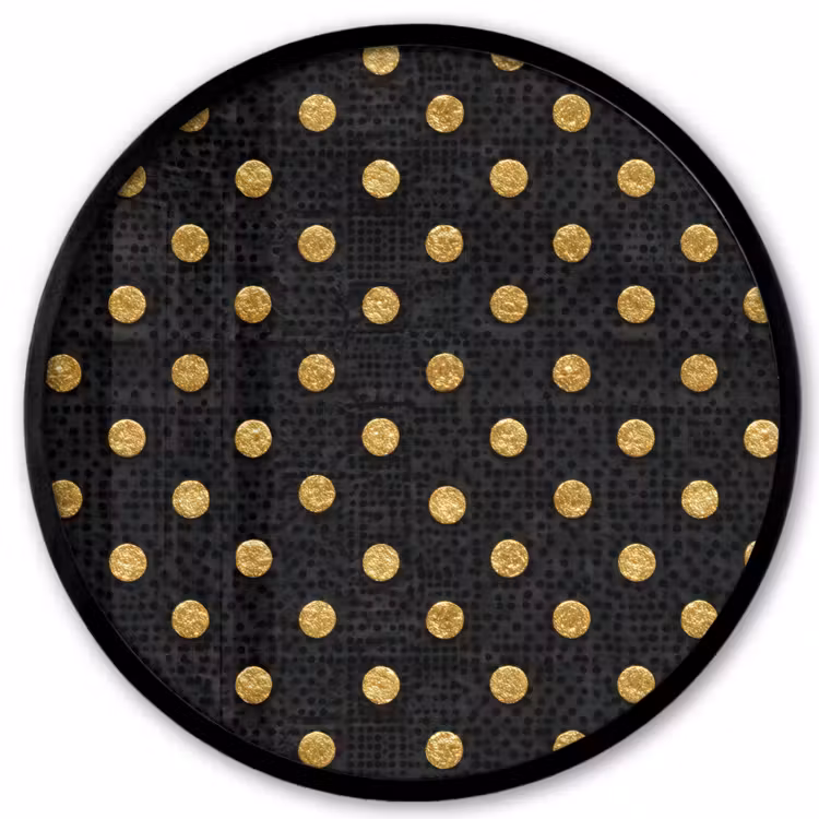 Polka Dot - Stippen - Goud - Zwart Fotolijst rond zonder passe partout klein 856 -3d