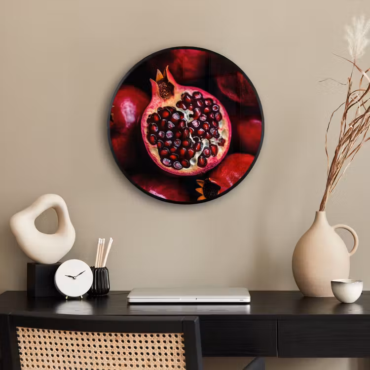 Granaatappel - Rood - Fruit Fotolijst rond zonder passe partout klein -sfeer1