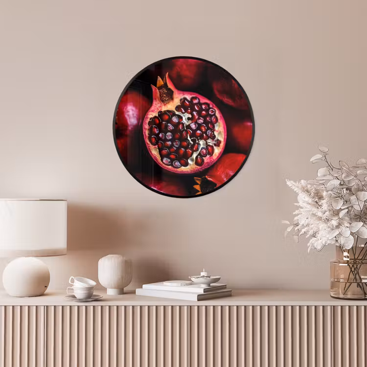 Granaatappel - Rood - Fruit Fotolijst rond zonder passe partout klein -sfeer3