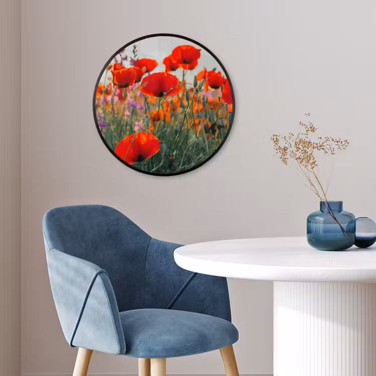 Klaproos - Bloemen - Rood - Paars - Weide Fotolijst rond zonder passe partout klein -sfeer2