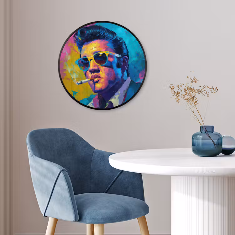 Portret - Sigaret - Kleurrijk - Bril Fotolijst rond zonder passe partout klein -sfeer2