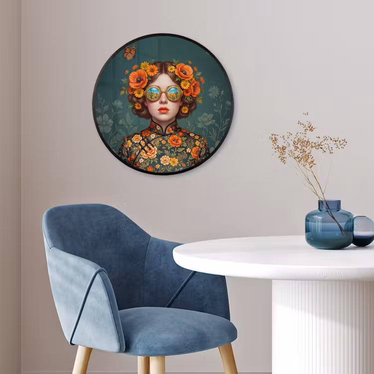 Portret - Vrouw - Kleurrijk - Expressief Fotolijst rond zonder passe partout klein -sfeer2