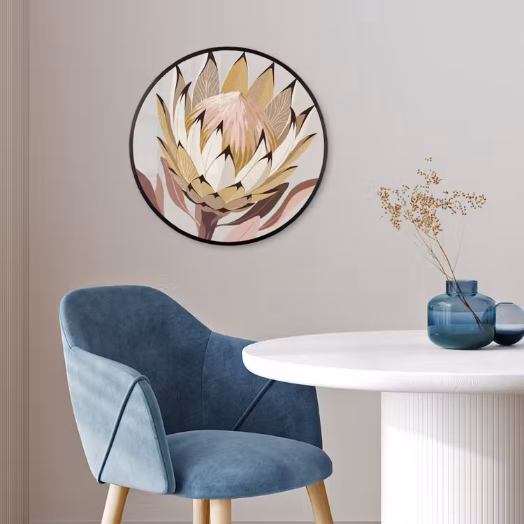 Protea - Bloem - Botanisch - Beige Fotolijst rond zonder passe partout klein -sfeer2