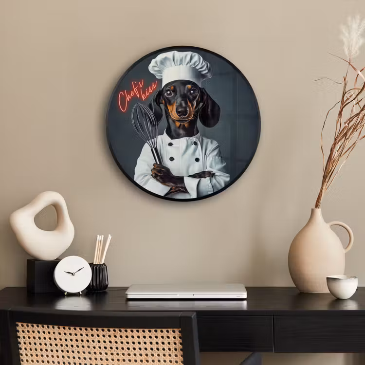 Quote - Neon - Hond - Kokskleding Fotolijst rond zonder passe partout klein -sfeer1