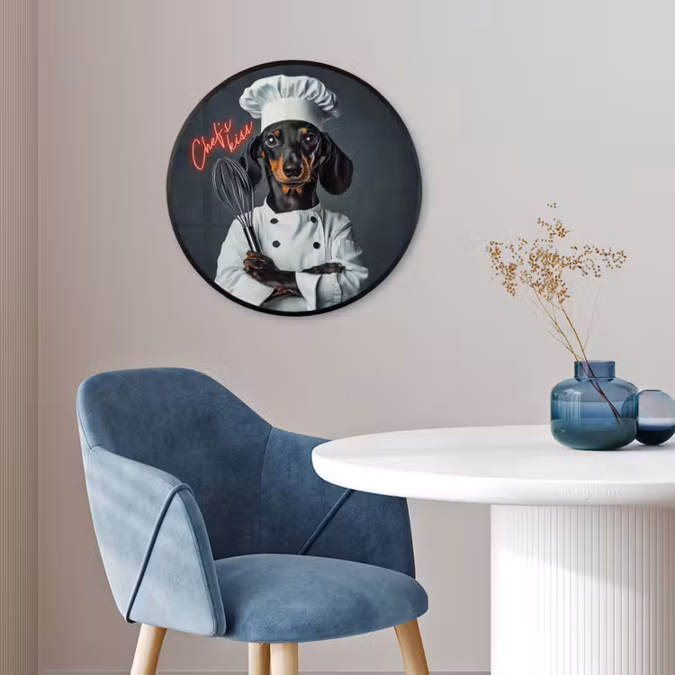 Quote - Neon - Hond - Kokskleding Fotolijst rond zonder passe partout klein -sfeer2