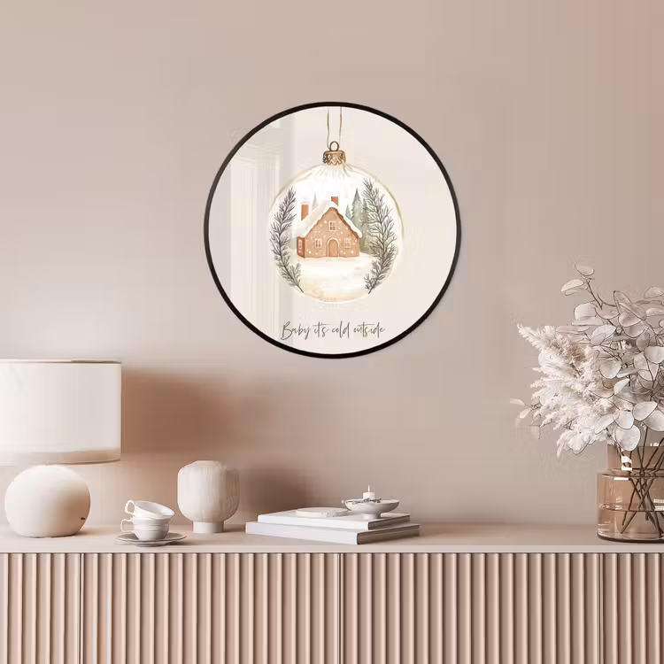 Quote - Winter - Kerst - Beige - Kerstbal Fotolijst rond zonder passe partout klein -sfeer3
