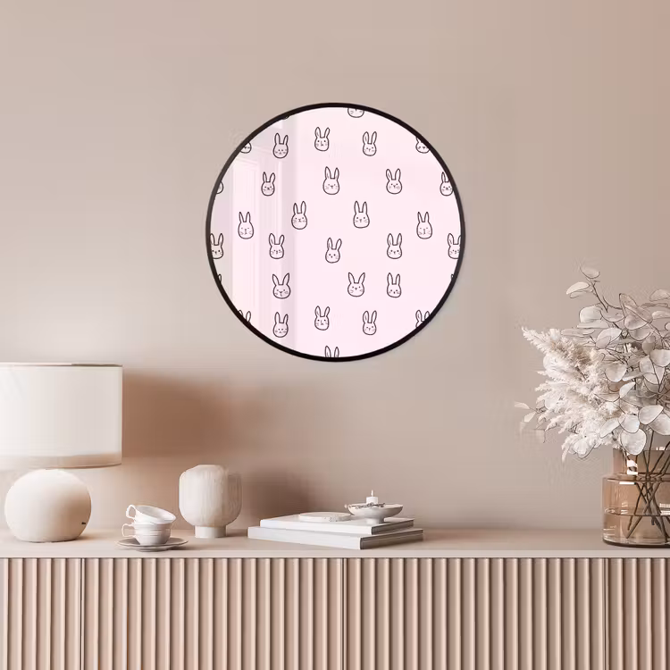 Konijnen - Minimalistisch - Roze Fotolijst rond zonder passe partout klein 856 -sfeer3