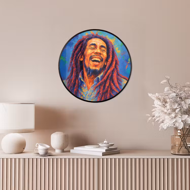 Regenboogkleuren - Man - schilderij Fotolijst rond zonder passe partout klein -sfeer3