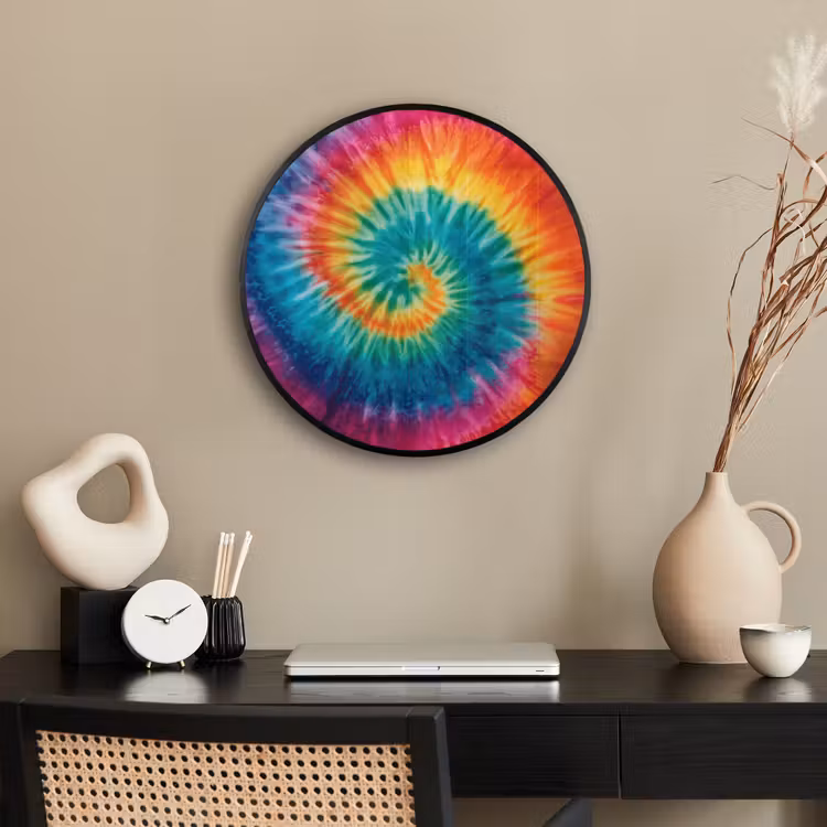 Regenboogkleuren - Tie dye - Fotolijst rond zonder passe partout klein -sfeer1