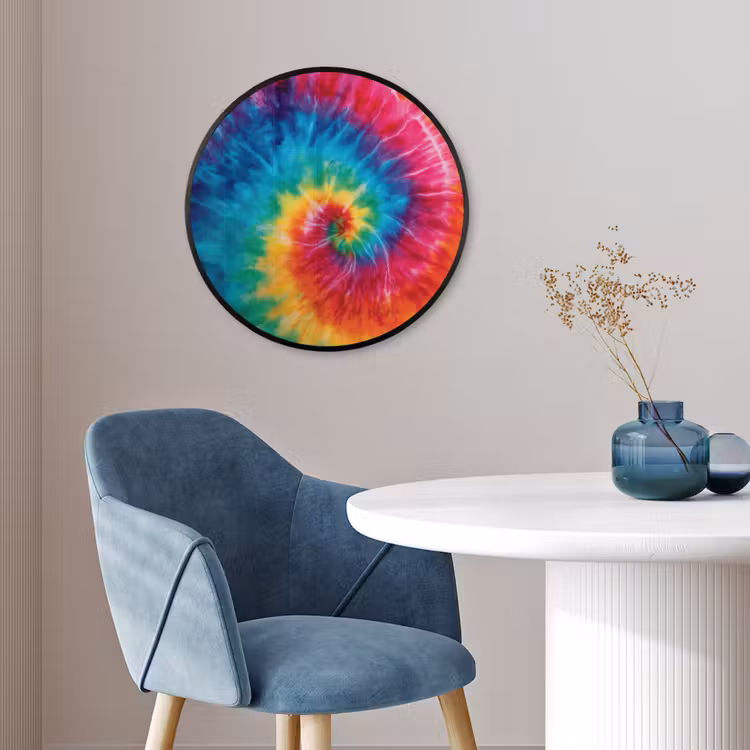 Regenboog - Tie dye - Kleurrijk - Blauw Fotolijst rond zonder passe partout klein -sfeer2