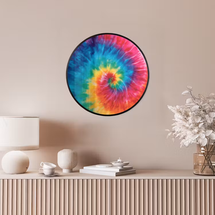 Regenboog - Tie dye - Kleurrijk - Blauw Fotolijst rond zonder passe partout klein -sfeer3