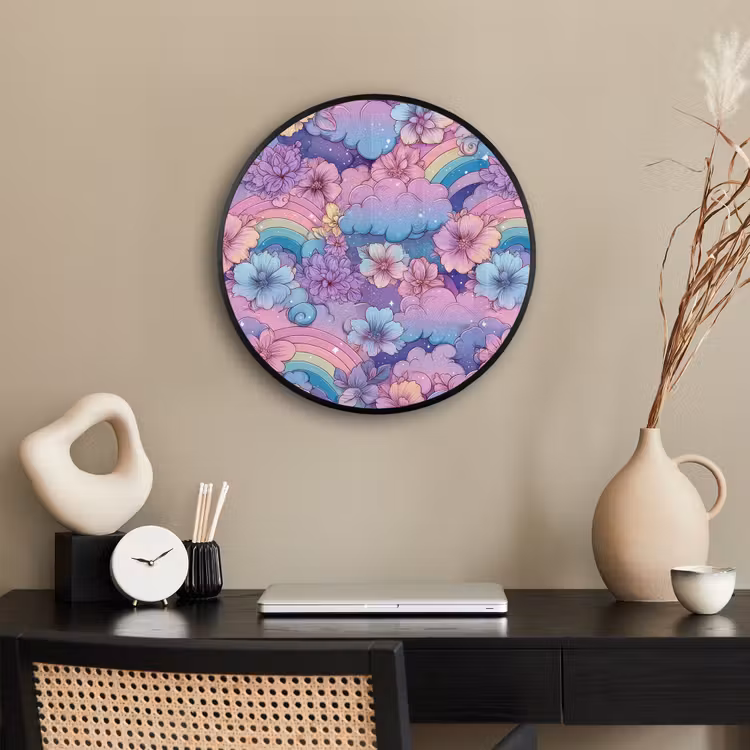 Regenbogen - Bloemen - Kleurrijk - Wolken Fotolijst rond zonder passe partout klein -sfeer1