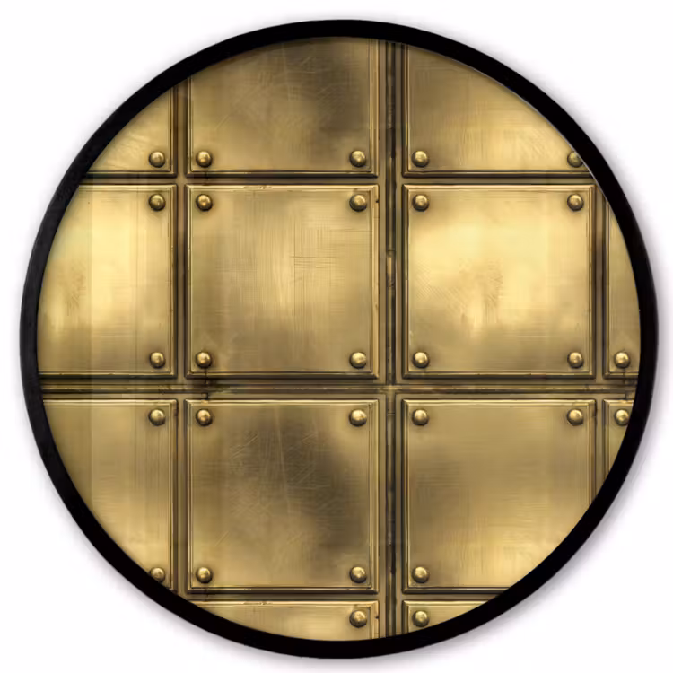 Platen - Industrieel - Stoer - Goud Fotolijst rond zonder passe partout klein 856 -3d