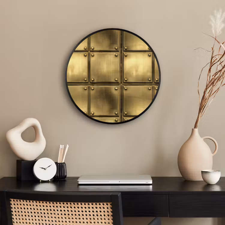 Platen - Industrieel - Stoer - Goud Fotolijst rond zonder passe partout klein 856 -sfeer1