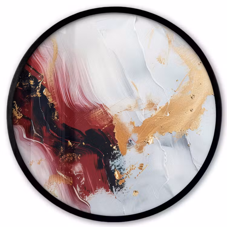 Rood - Abstract - Goud - Modern Fotolijst rond zonder passe partout klein -3d