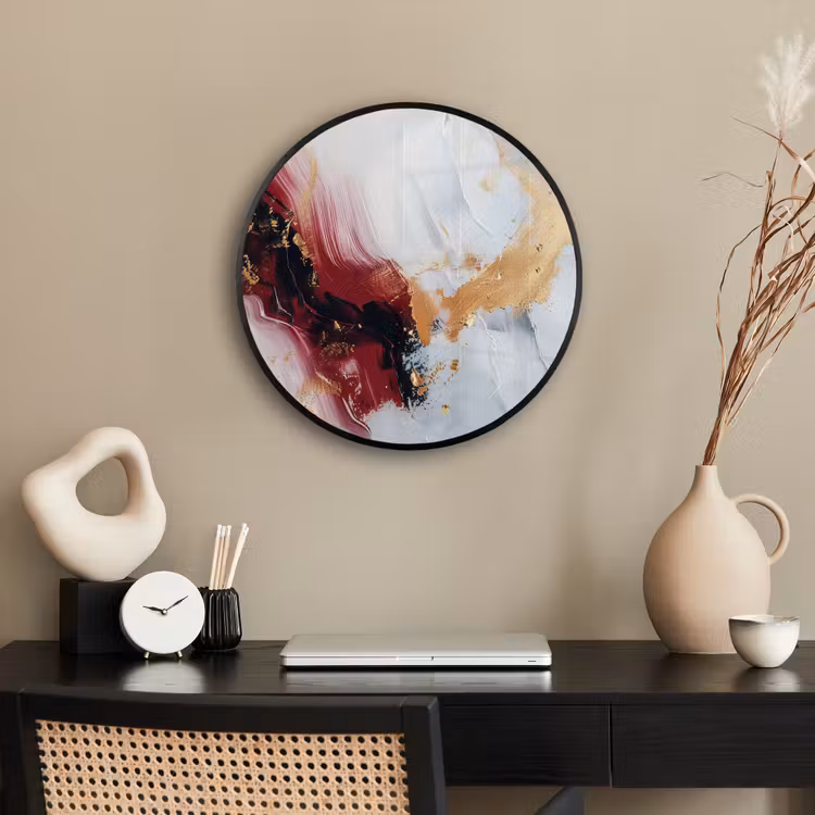 Rood - Abstract - Goud - Modern Fotolijst rond zonder passe partout klein -sfeer1
