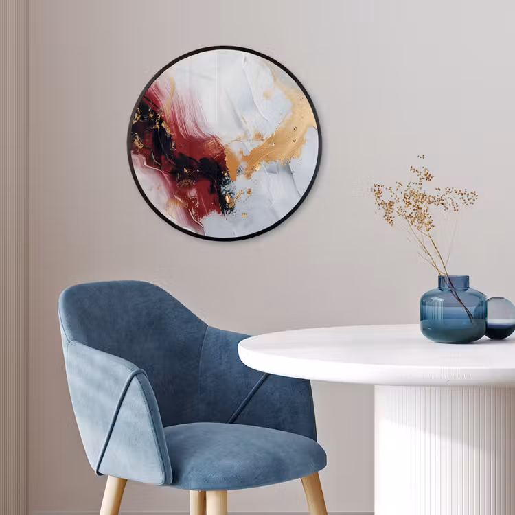 Rood - Abstract - Goud - Modern Fotolijst rond zonder passe partout klein -sfeer2