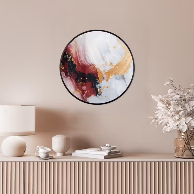Rood - Abstract - Goud - Modern Fotolijst rond zonder passe partout klein -sfeer3