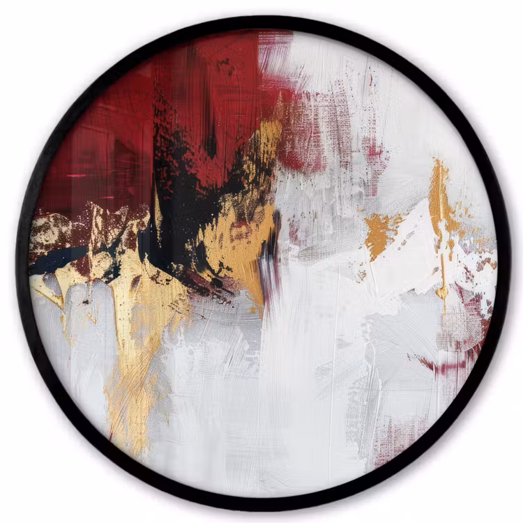 Rood - Marmer - Abstract - Goud - Modern Fotolijst rond zonder passe partout klein -3d