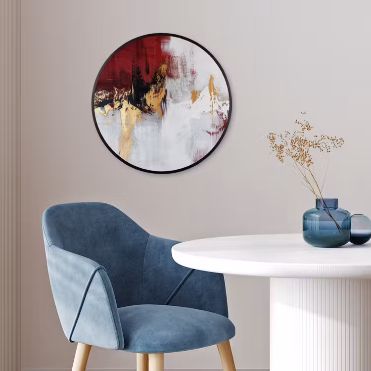 Rood - Marmer - Abstract - Goud - Modern Fotolijst rond zonder passe partout klein -sfeer2
