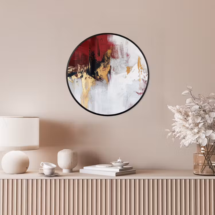 Rood - Marmer - Abstract - Goud - Modern Fotolijst rond zonder passe partout klein -sfeer3
