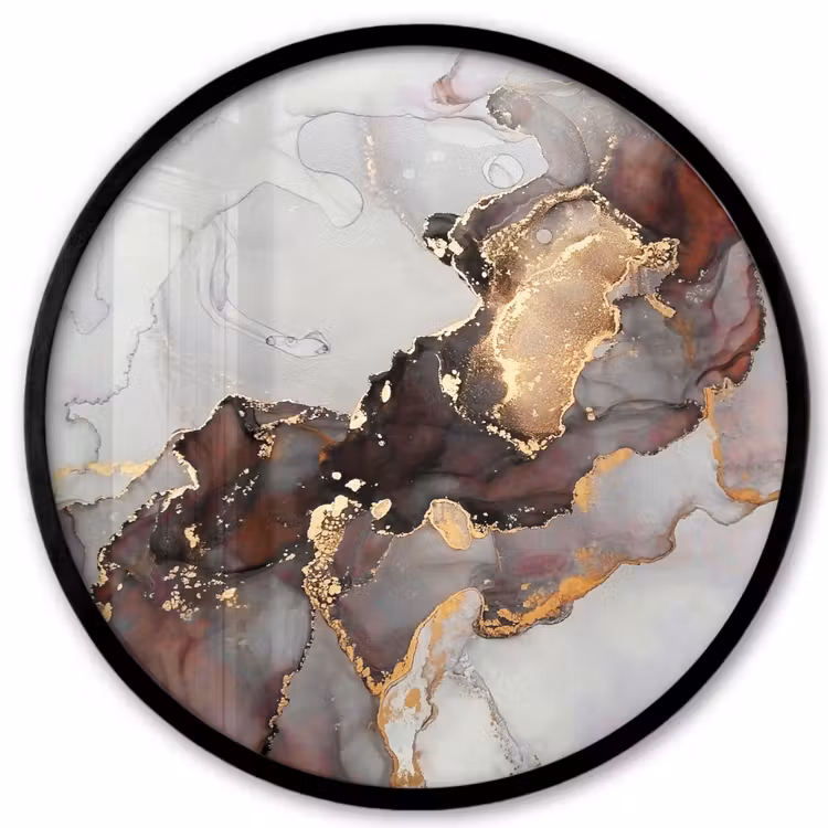Rood - Marmer - Goud Fotolijst rond zonder passe partout klein -3d