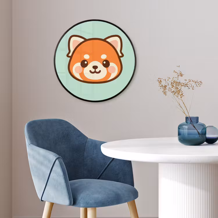 Rode panda - Groen - Cartoon Fotolijst rond zonder passe partout klein -sfeer2