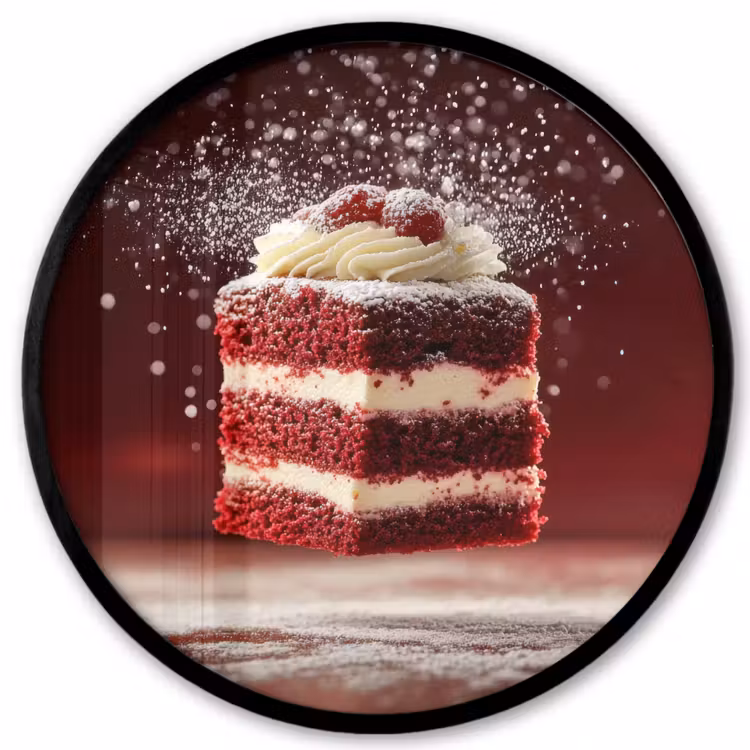 Rode - Velvet - Taart - Eten Fotolijst rond zonder passe partout klein -3d