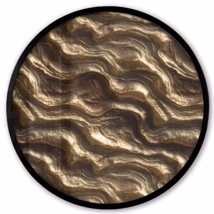 Reliëf - Golven - Abstract - Bronsgoud Fotolijst rond zonder passe partout klein 856 -3d