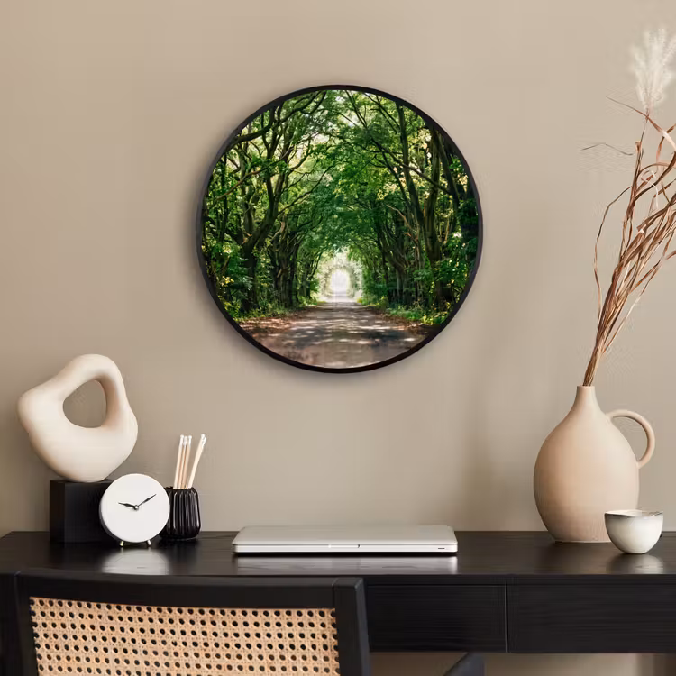 Weg - Bomen - Natuur - Groen Fotolijst rond zonder passe partout klein -sfeer1