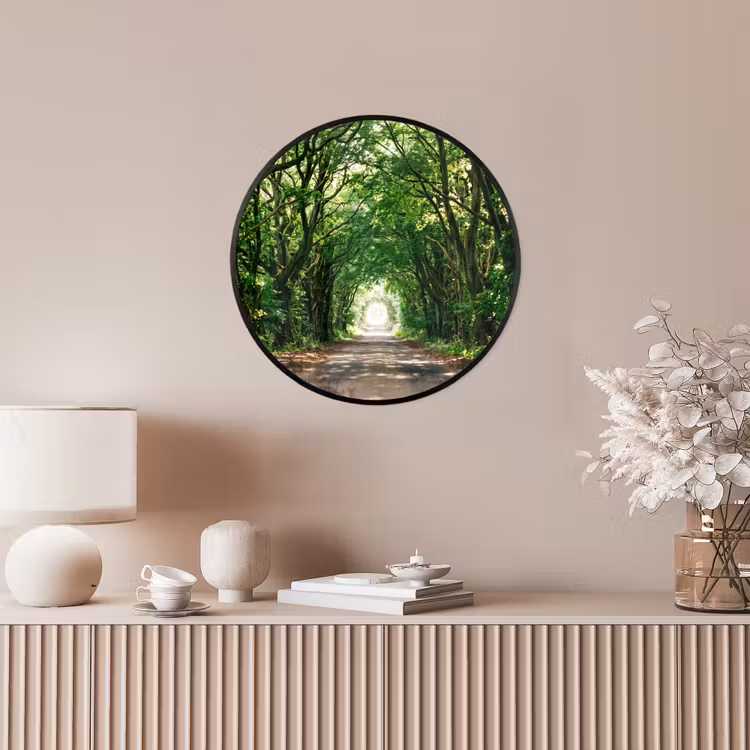 Weg - Bomen - Natuur - Groen Fotolijst rond zonder passe partout klein -sfeer3