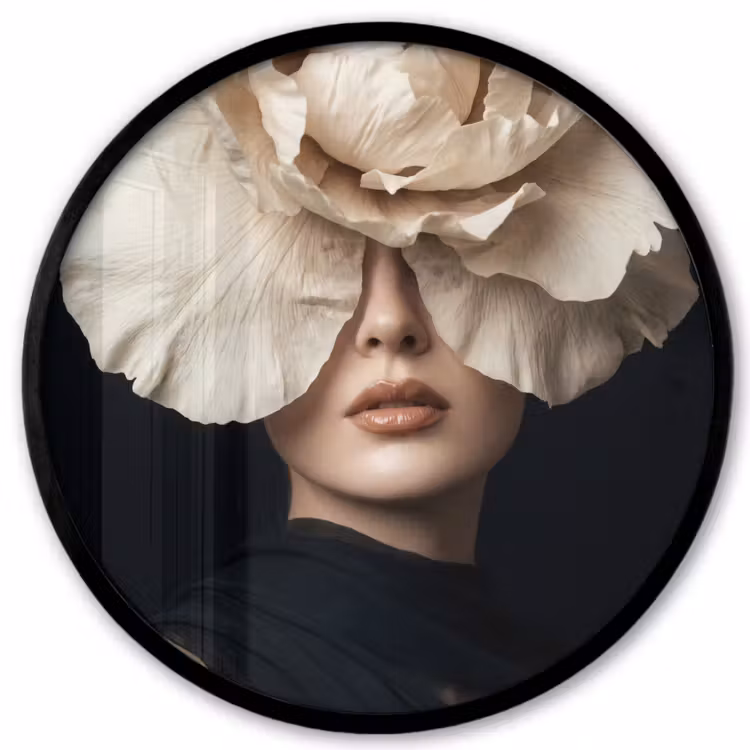 Roos - Tijdloos - Zwart Fotolijst rond zonder passe partout klein -3d