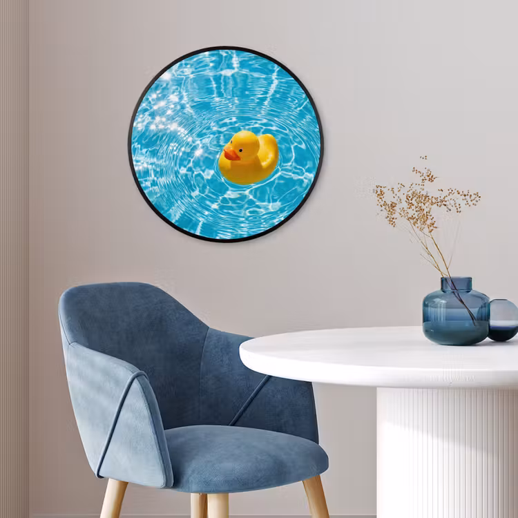 Badeend - Dobberen - Blauw Fotolijst rond zonder passe partout klein -sfeer2