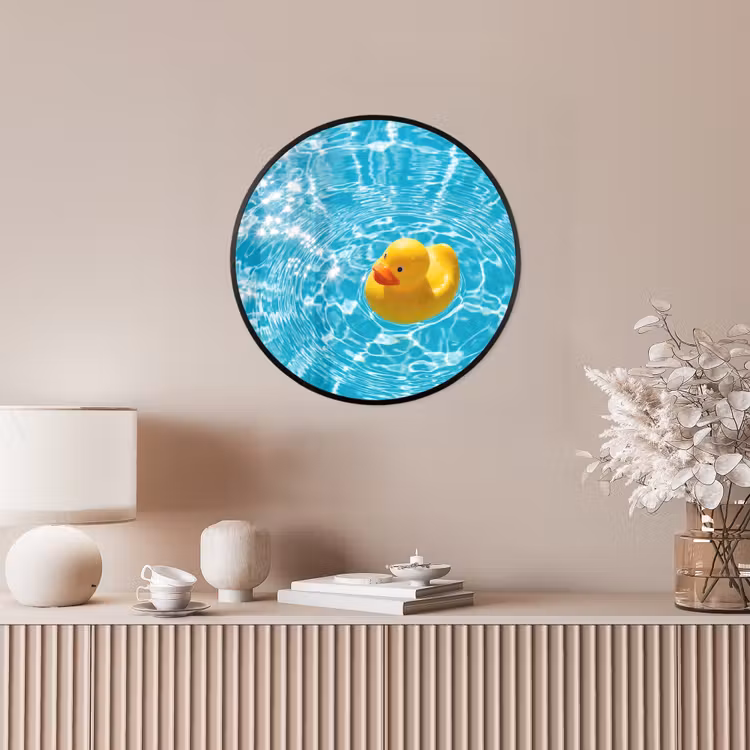 Badeend - Dobberen - Blauw Fotolijst rond zonder passe partout klein -sfeer3