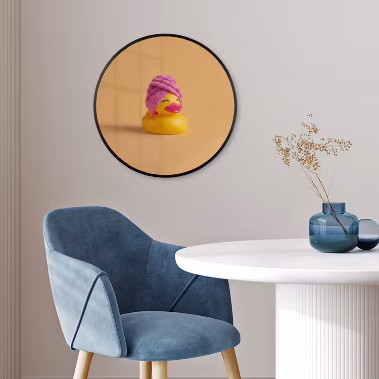 Badeend - Handdoek - Kleurrijk Fotolijst rond zonder passe partout klein -sfeer2