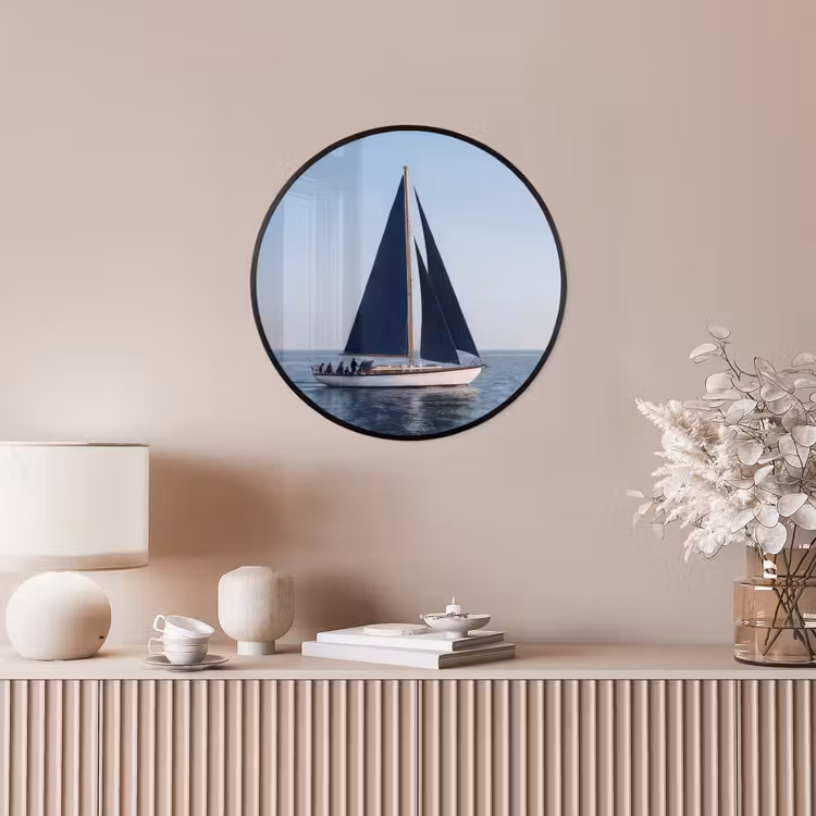 Zeilboot - Zee - Blauw Fotolijst rond zonder passe partout klein -sfeer3