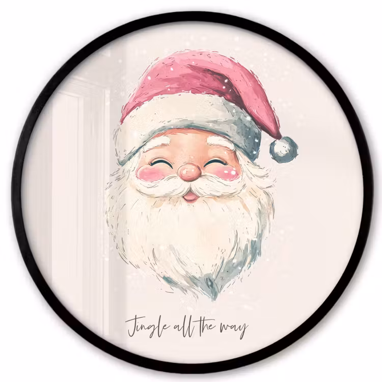 Kerstman - Kerst - Quote - Beige Fotolijst rond zonder passe partout klein -3d