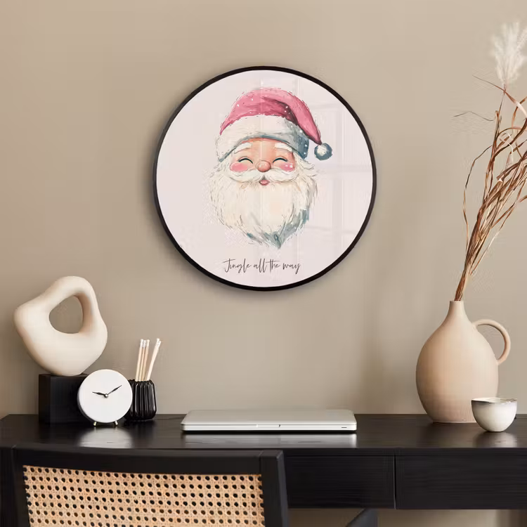 Kerstman - Kerst - Quote - Beige Fotolijst rond zonder passe partout klein -sfeer1