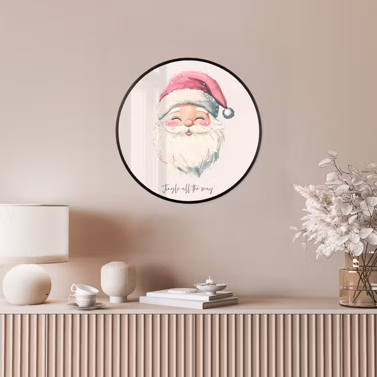 Kerstman - Kerst - Quote - Beige Fotolijst rond zonder passe partout klein -sfeer3