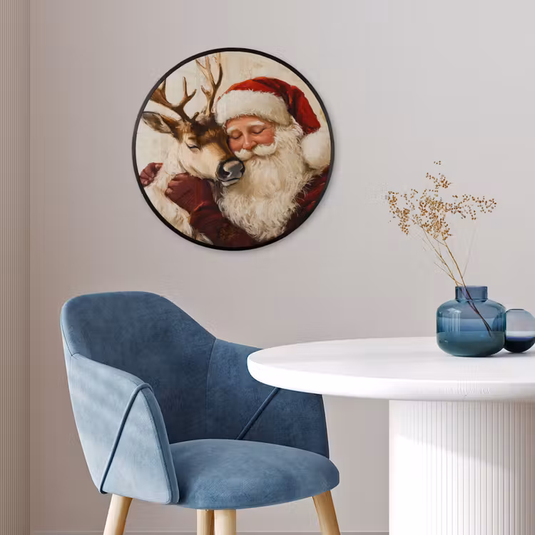 Kerstman - Rendier - Kerst - Christmas Fotolijst rond zonder passe partout klein -sfeer2