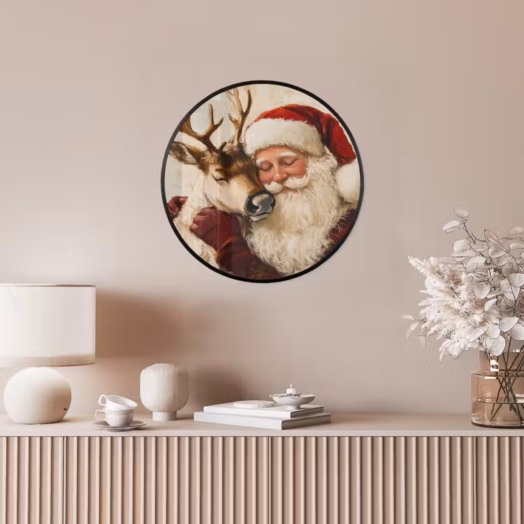 Kerstman - Rendier - Kerst - Christmas Fotolijst rond zonder passe partout klein -sfeer3