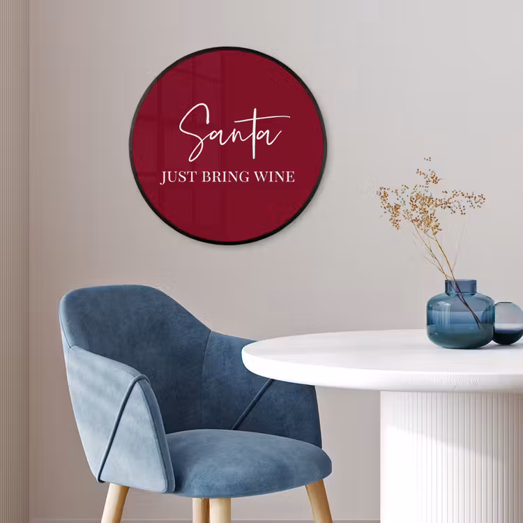 Santa - Wine - Rood - Kerst - Kerstman Fotolijst rond zonder passe partout klein -sfeer2
