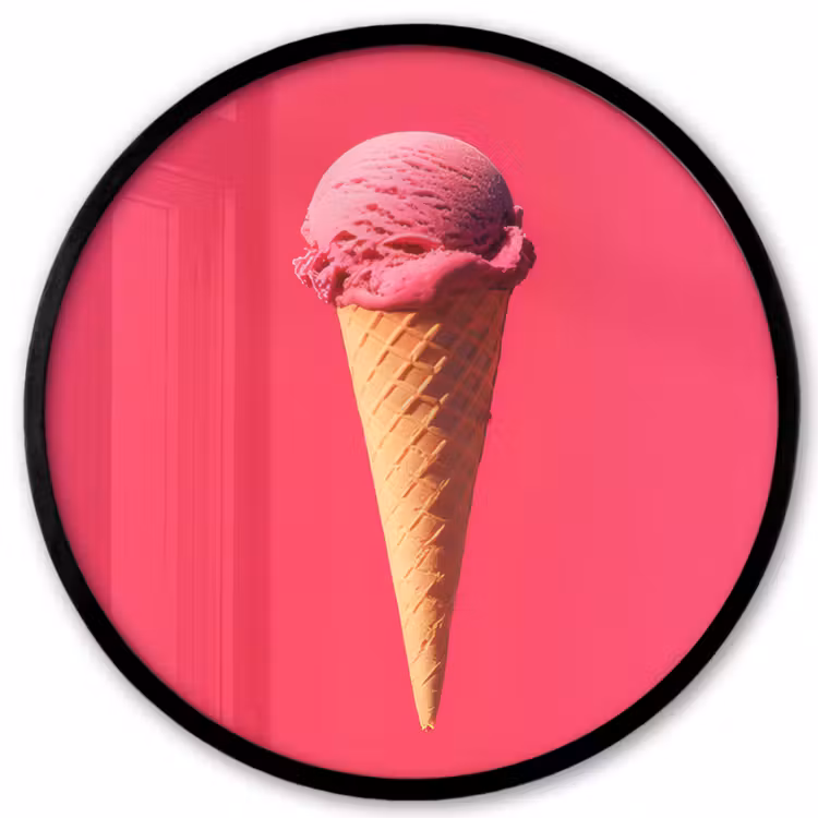 Schepijs - Roze - Hoorntje Fotolijst rond zonder passe partout klein -3d