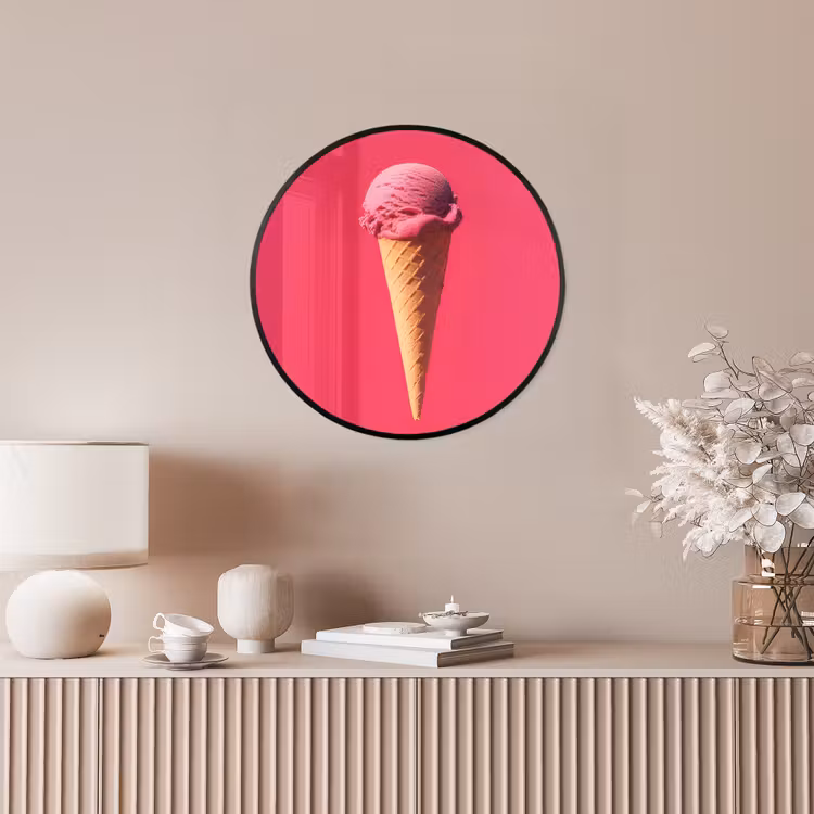 Schepijs - Roze - Hoorntje Fotolijst rond zonder passe partout klein -sfeer3